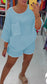 Casual Cotton and Linen Crew Neck Shorts Two-piece Suit