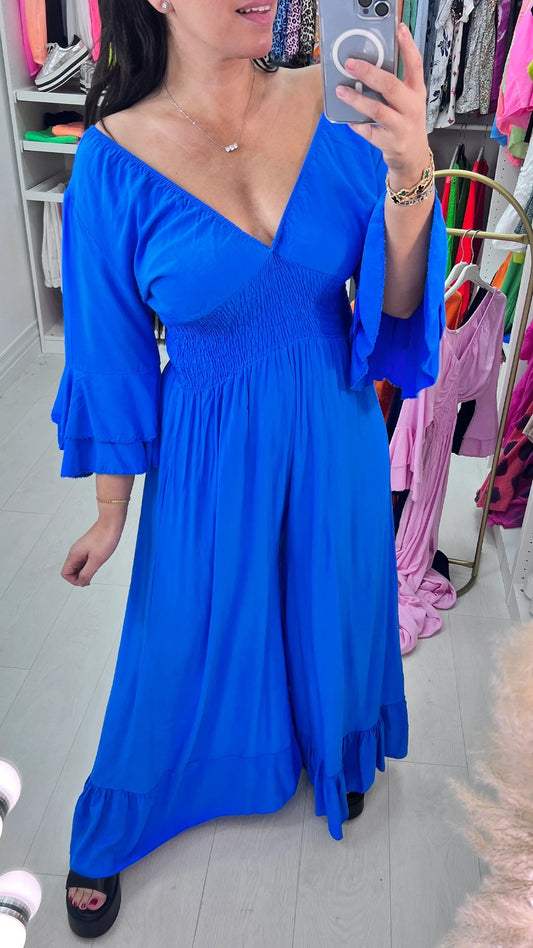 V-neck Casual Bell Sleeve Jumpsuit