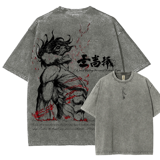 Attack on Titan Eren Yeager Oversize Washed T-Shirt 2504008704