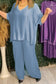 Satin V-neck suit