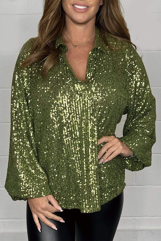 V-neck sequin top