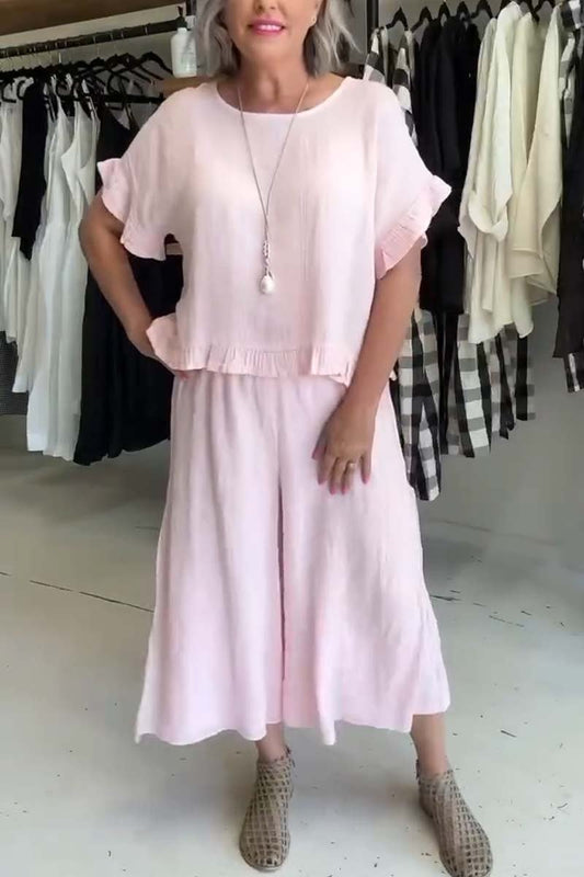 Women's casual cotton and linen two-piece set