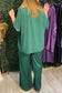 Satin V-neck suit