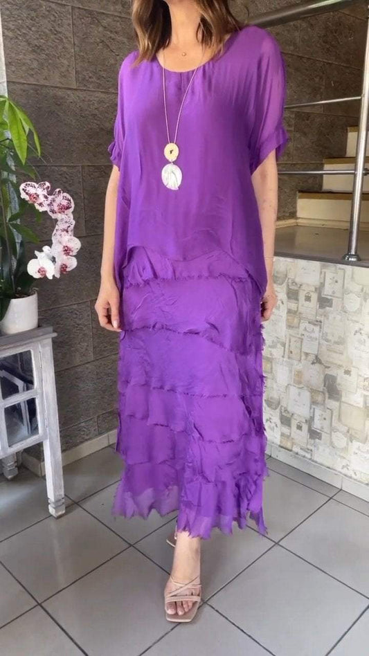 Casual Round Neck Patchwork Dress