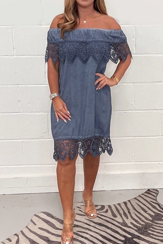 Distressed lace patchwork dress