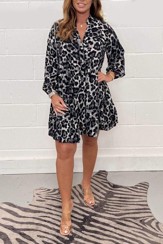 Leopard print V-neck dress