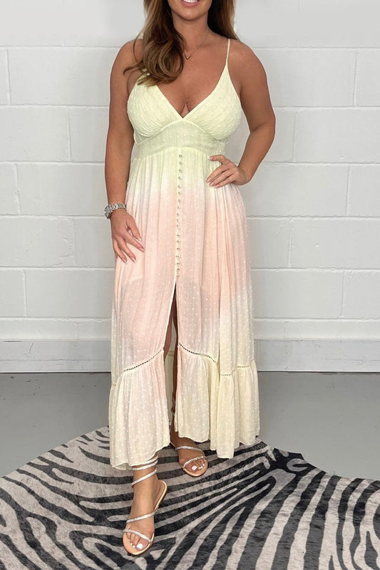 Women's sexy slit slim slim V-neck suspender dress