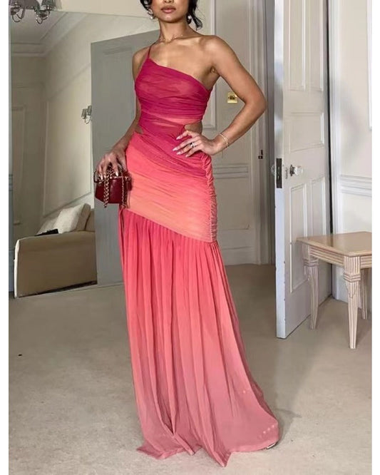 2024ss sexy oblique shoulder dress