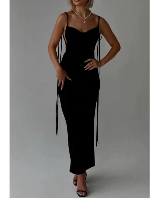 2024ss sexy drawstring halter halter dress