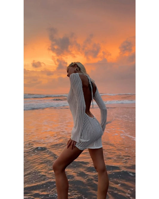 2024ss sexy backless beach dress