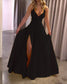 Strap Solid Color Slit Dress