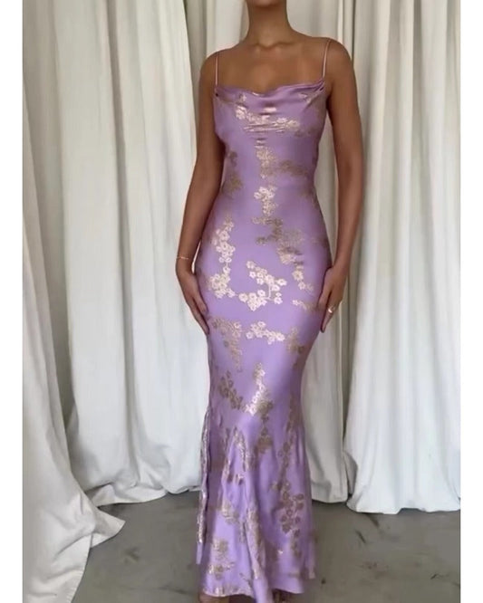 2024ss sexy halter print strappy dress