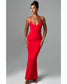 2024ss solid color sexy halter deep V dress