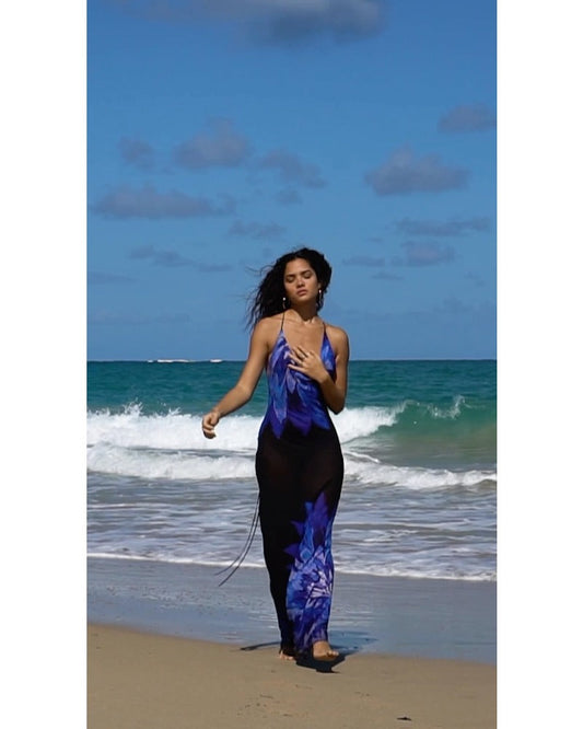 2024ss sexy halter deep V beach dress