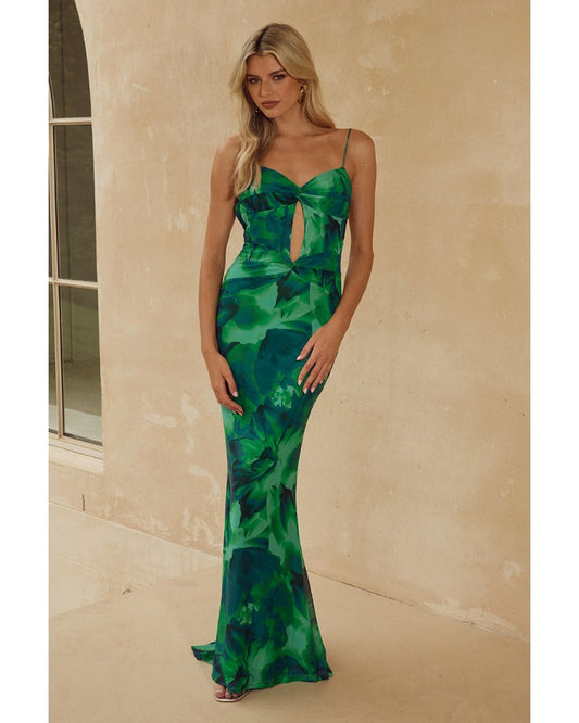 2024ss sexy halter with empty print length dress