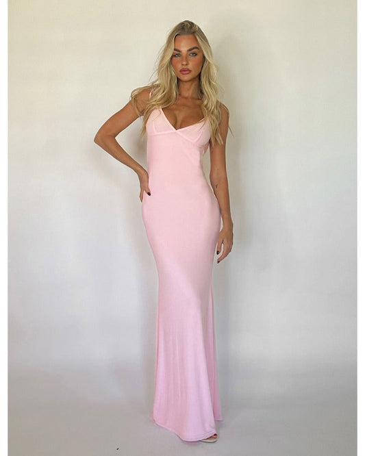 2024ss sexy halter halter drawstring dress