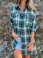 Plaid Mid-sleeve Lapel Shirt