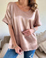 Women's Casual Solid Color V Neck Satin Blouse
