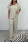 Satin V-neck casual suit