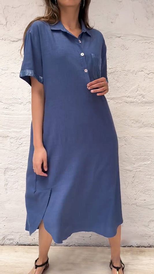 Half Lapel Loose Long Dress