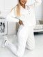 Women's Fashion Button Front Sweatshirt and Lined Pants Set