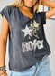 V-neck Sequin Graphic T-shirt
