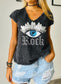 V-neck Sequin Graphic T-shirt