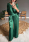 V-neck Satin Two-piece Suit