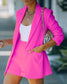 Women's Fashion Collar Open Front Blazer & Shorts Without Cami Top