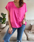 Women's Casual Solid Color V Neck Satin Blouse