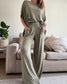Women's Casual Solid Color Knit Tops and Pants Set