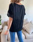Women's Casual Solid Color V Neck Satin Blouse