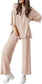 Women's Casual 2 Piece Outfits Short Sleeve Pullover Tops and Wide Leg Pants Lounge Sets