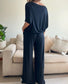 Women's Casual Solid Color Knit Tops and Pants Set