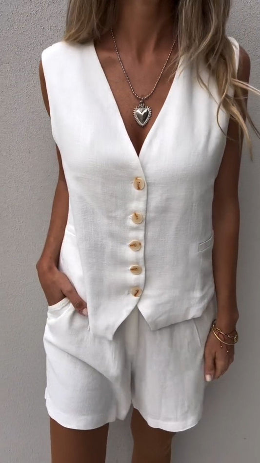 Cotton and Linen Vest Set