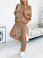 Women's Fashion Solid Color Batwing Sleeve Tops and Wide Leg Pants two-piece set