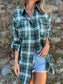 Plaid Mid-sleeve Lapel Shirt