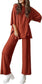 Women's Casual 2 Piece Outfits Short Sleeve Pullover Tops and Wide Leg Pants Lounge Sets
