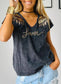 V-neck Sequin Graphic T-shirt