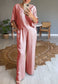 V-neck Satin Two-piece Suit