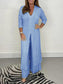 V-neck Slit Casual Two-piece Set