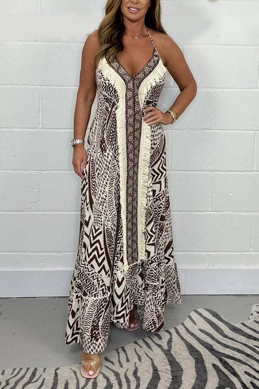 Suspender print jumpsuit