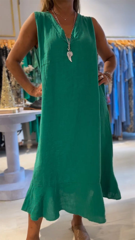 V-neck Sleeveless Dress