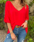 Women's Casual Solid Color Backless Short Sleeve Blouses