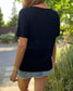 Women's Casual Letter print Polka dot Round Neck T-shirt