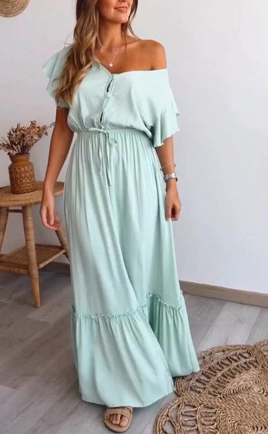 Casual V-neck Belted Dress