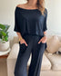 Women's Casual Solid Color Knit Tops and Pants Set