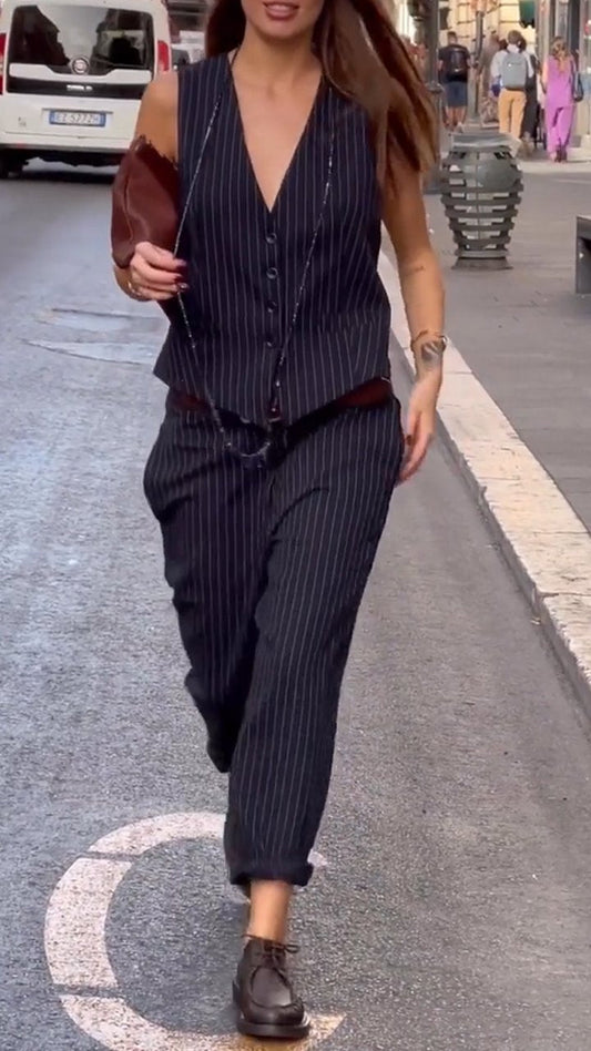 Striped Vest Two-piece Suit