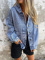 Denim Hooded Long Sleeve Jacket