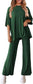 Women's Casual 2 Piece Outfits Short Sleeve Pullover Tops and Wide Leg Pants Lounge Sets